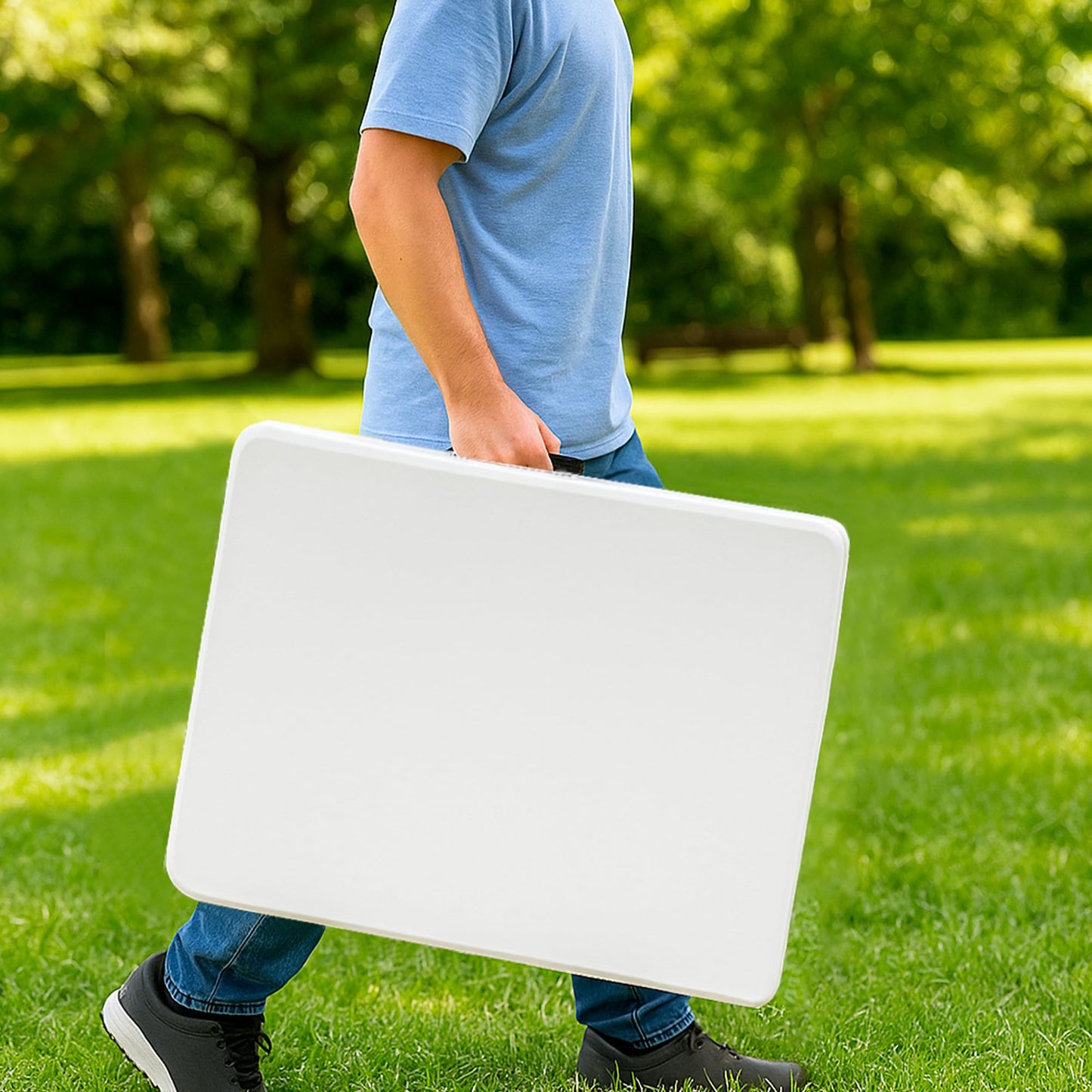 +gardenlife Folding Table 6ft | Heavy Duty Plastic Event Table with Carrying Handle | No Assembly Required | Portable with Side Lock | Powder-Coated Steel Legs