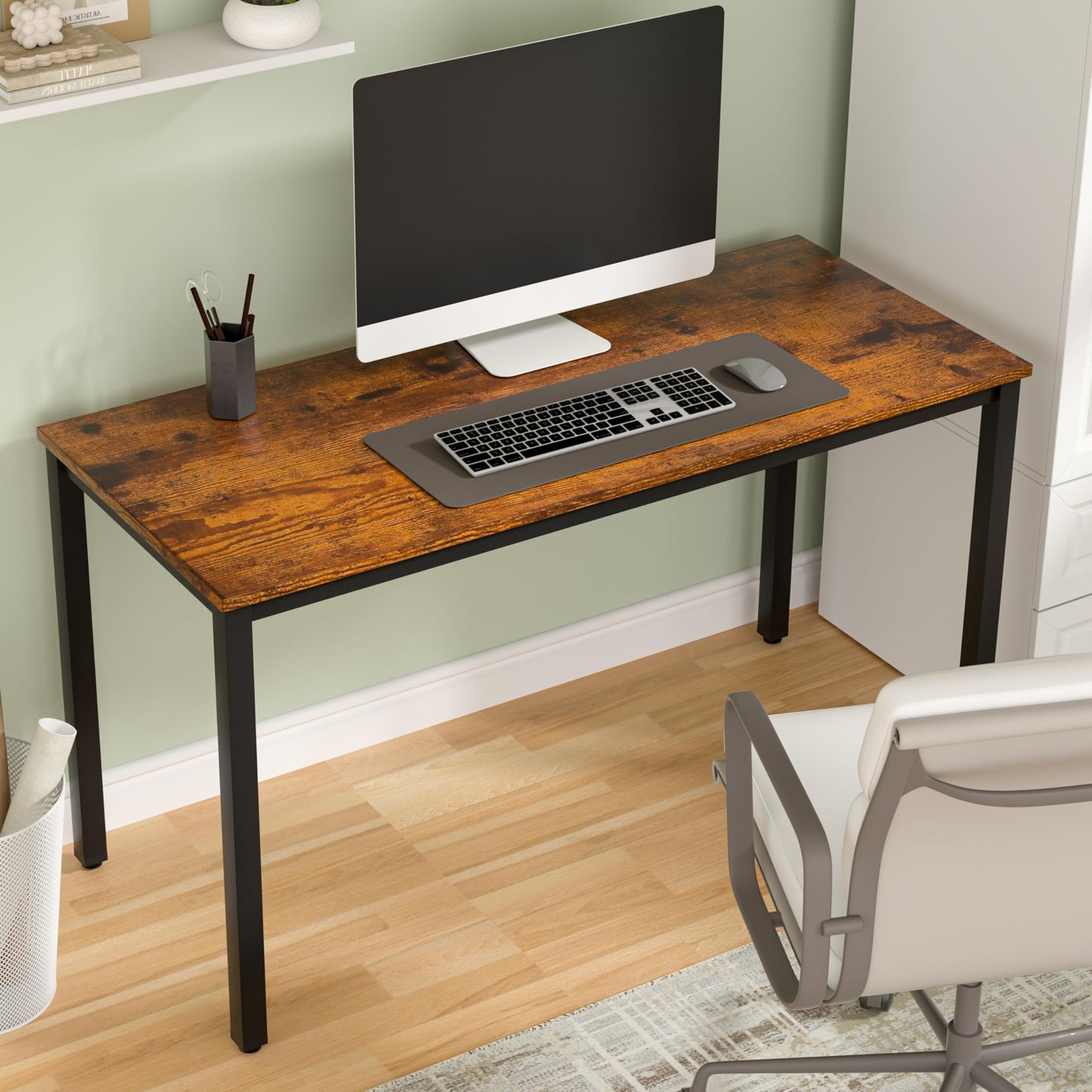 NewBeth Computer Desk for Small Space,Modern Simple Laptop Desk,Computer Table Study Writing Desk for Home Office,Dining Room,Living Room (Brown, 55.12 * 23.62in)