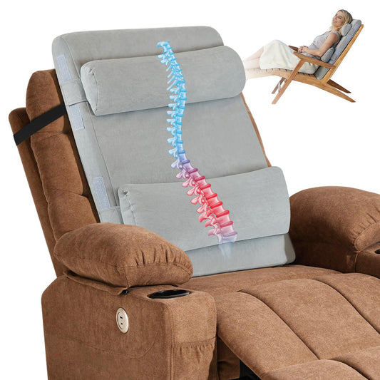 BYTLK 2-in-1 Neck & Lumbar Support Pillow with Adjustable Height and Ergonomic backrest Design, Suitable for recliners, Sofas, high-Back Rocking Chairs, Relieve Back Pressure.