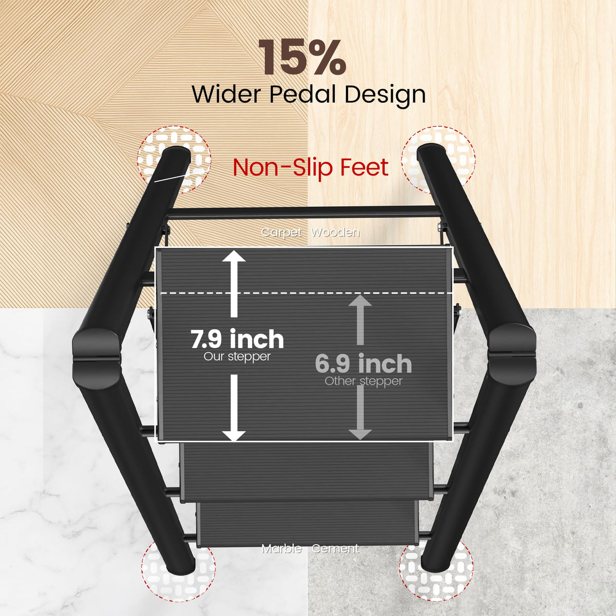 HBTower 3 Step Ladder, Lightweight Aluminum Folding Step Stool, Step Stool Foldable with Wide Anti-Slip Pedal, 330lbs Capacity for Home and Kitchen, Black