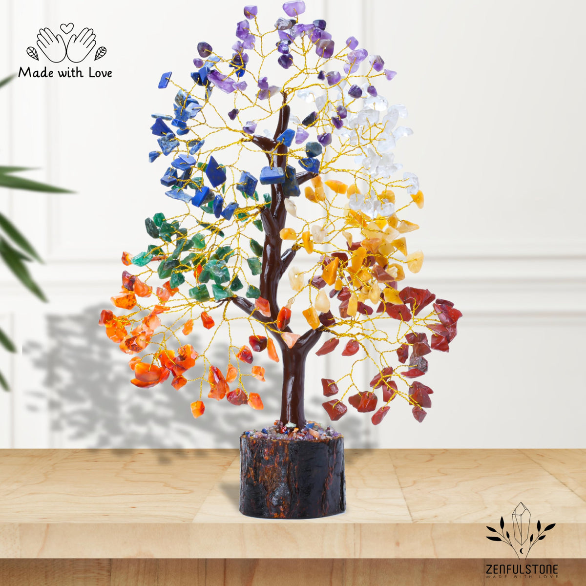 7 Chakra Tree of Life Crystal Tree for Home, Office, and Desk Decor | Handmade Bonsai Trees for Positive Energy, Healing & Money | Good Luck Gift for Thanksgiving & Christmas for Women, Mom & Dad