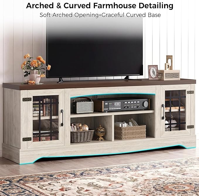 IRONCK Farmhouse TV Stand for 75 Inch TV, Rustic Entertainment Center
