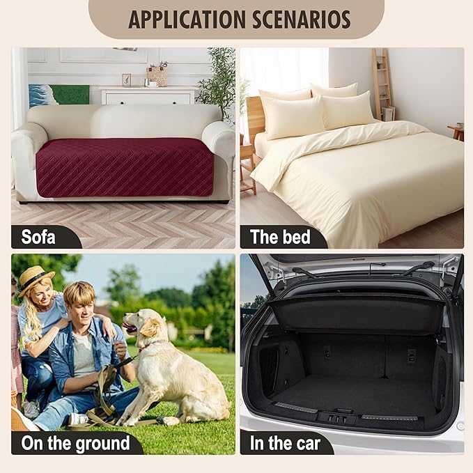 Genina Waterproof Couch Cover, Washable Anti-Slip 51 inch Loveseat Sofa Covers