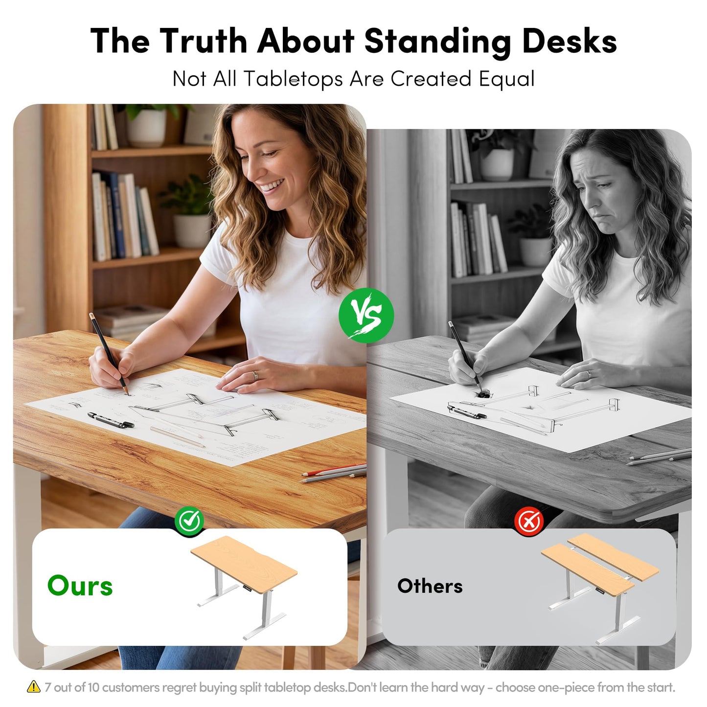 FEZIBO One-Piece Standing Desk, 32"x20" Seamless Tabletop Electric Height Adjustable for Home Office, Study Rooms & Multi-Device Workstations, Light Rustic