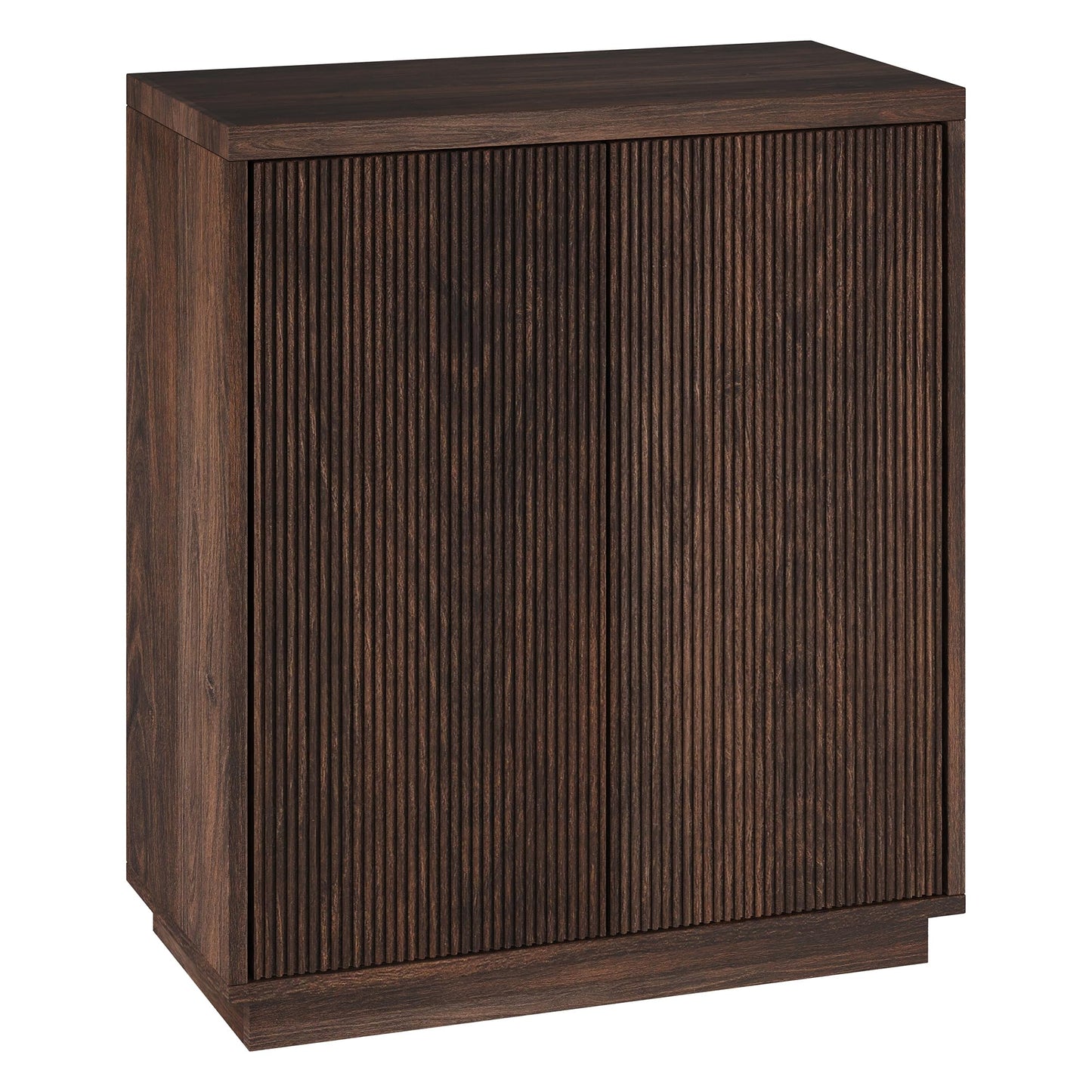 Henn&Hart 28" Fluted Wooden Accent Cabinet, Ribbed Modern Sideboard Buffet Cabinet with 2 Doors and an Adjustable Shelf for Living Room, Dining Room, Bedroom or Entryway, Cloud White