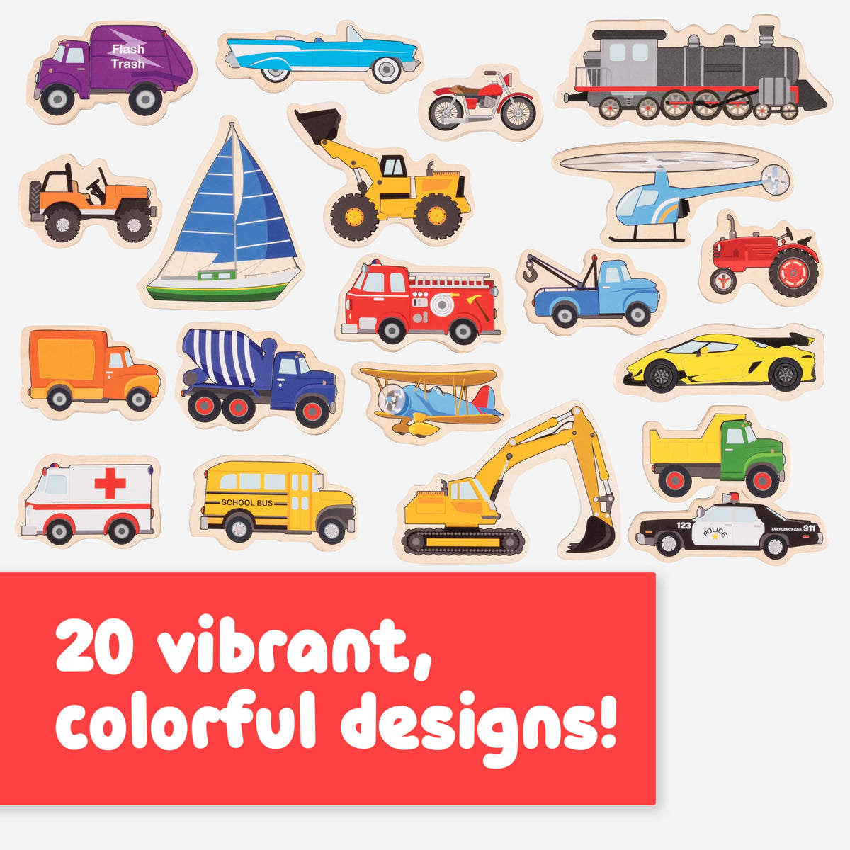 Spark & Wow Wooden Magnets | Transport | Magnets for Kids Ages 2+ | Open-Ended Play | Adhere to Fridges, Whiteboards and More