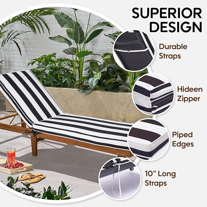 Only choice Chaise Lounge Cushions Outdoor, Fade & Water Resistant Patio Lounge