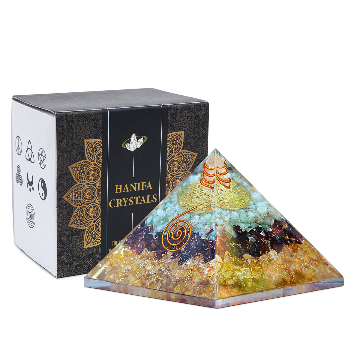 Triple Money Orgone Pyramid Attract Wealth and Prosperity- Crystals Pyramid for Positive Energy and Meditation Yoga Positive Energy Promotes Wealth, Prosperity and attracts Success