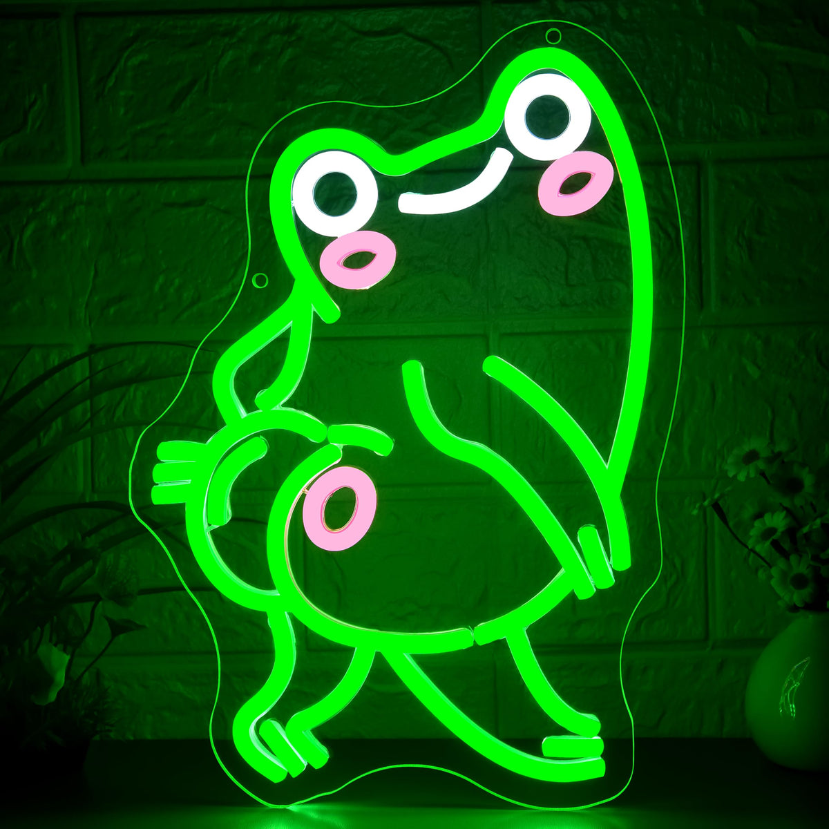 Playful Frog Neon Sign for Wall Decor Cartoon Frog Neon Light Cool Anime LED Light Up Sign for Bedroom Game Room Party Bar Store Man Cave Dimmable Birthday Gifts Size 12.9 * 9.0 In(TWP293)