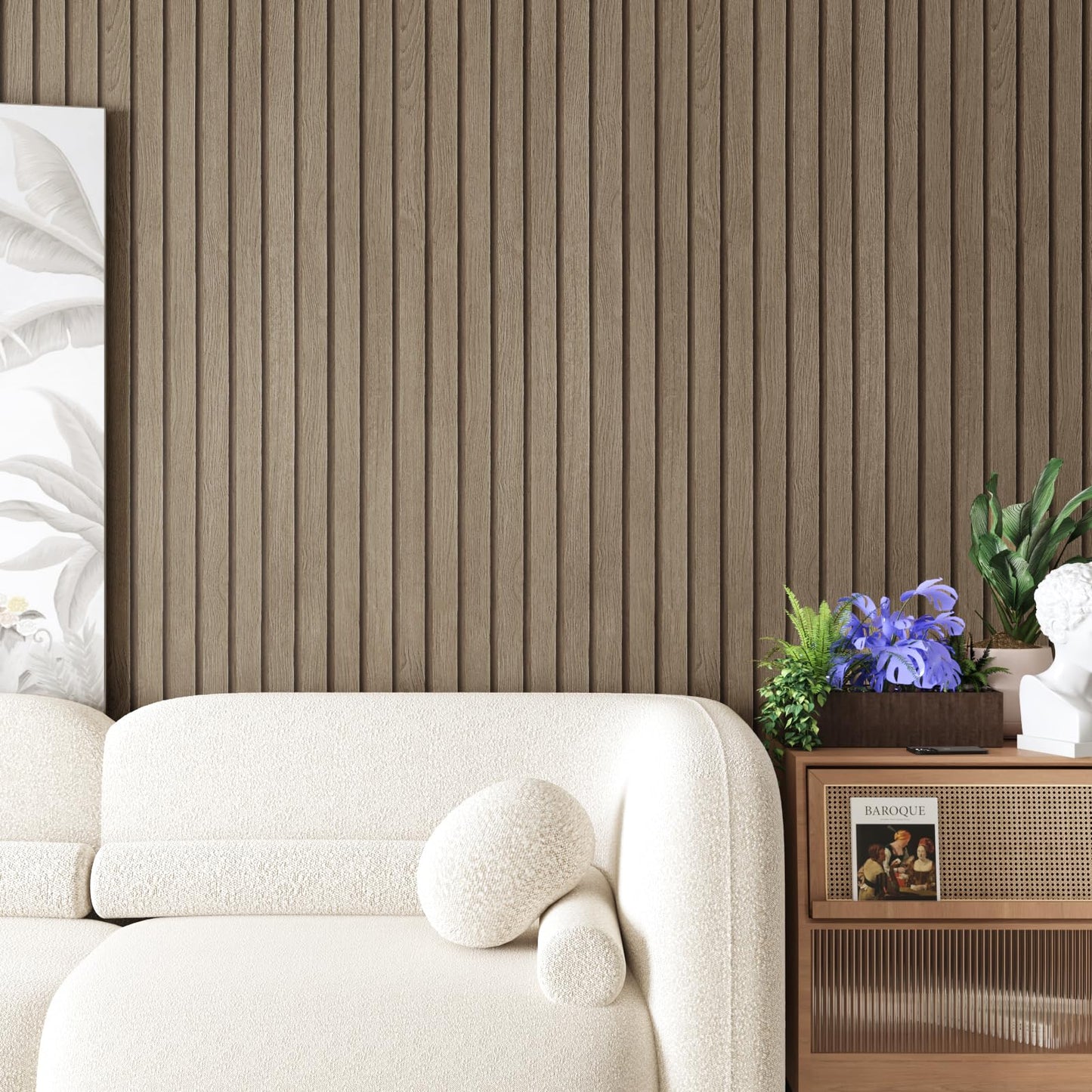 CRE8TIVE Wide 24"x354" Brown Wood Slats Wallpaper Peel and Stick Wood Grain Contact Paper Waterproof Self Adhesive Wood Panel Removable Wallpaper Wooded Stripe Look Paper for Furniture Walls Classroom