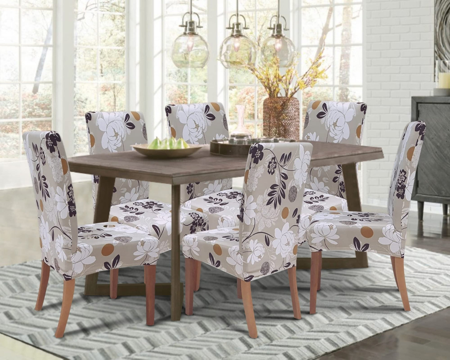 SPRINGRICO Chair Covers for Dining Room Set of 4, Stretch Dining Chair Cover, Washable Spandex Kitchen Parsons Chair Slipcovers, Removable Seat Protector for Home or Party (4 Pack, FLOWERINAS)