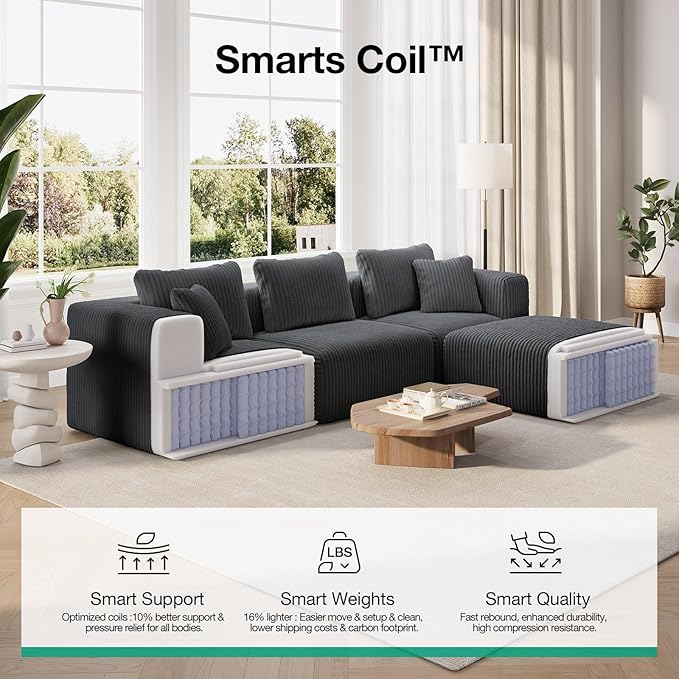 Novilla 141" Modular Sectional Sofa, Modern Cloud Sectional Couch