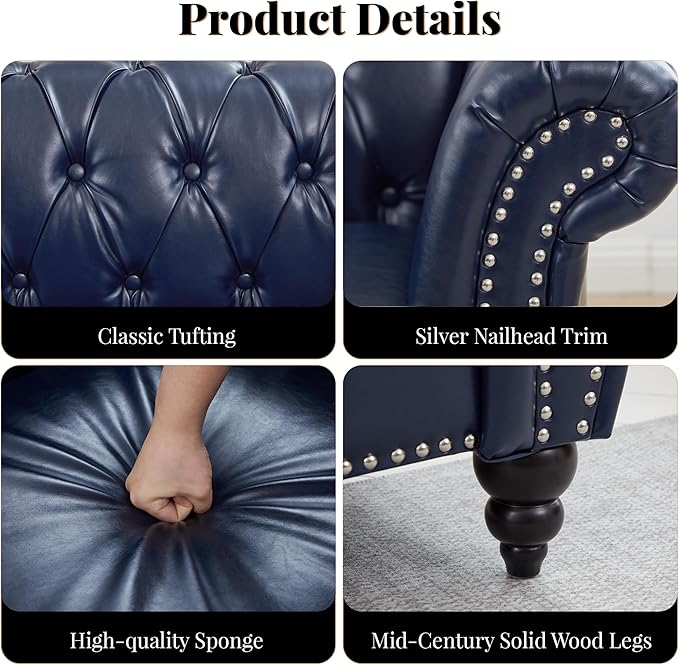 LEVNARY Chesterfield Loveseat, 2 Seater Tufted Couch