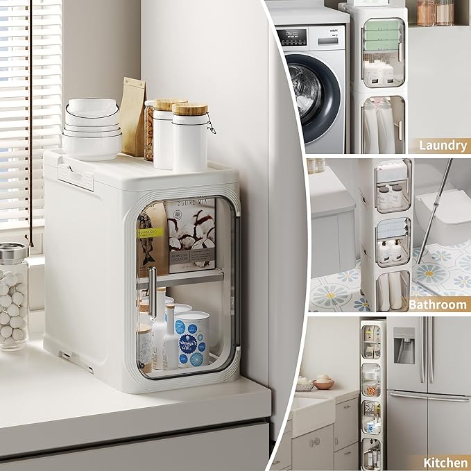 5-Tier Tall Narrow Storage Cabinet, Slim Bathroom Storage Cabinet