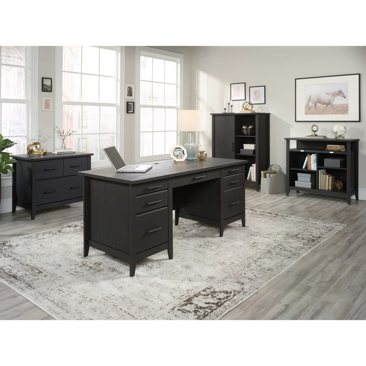 Sauder® Summit Station 66"W Executive Computer Desk, Raven Oak