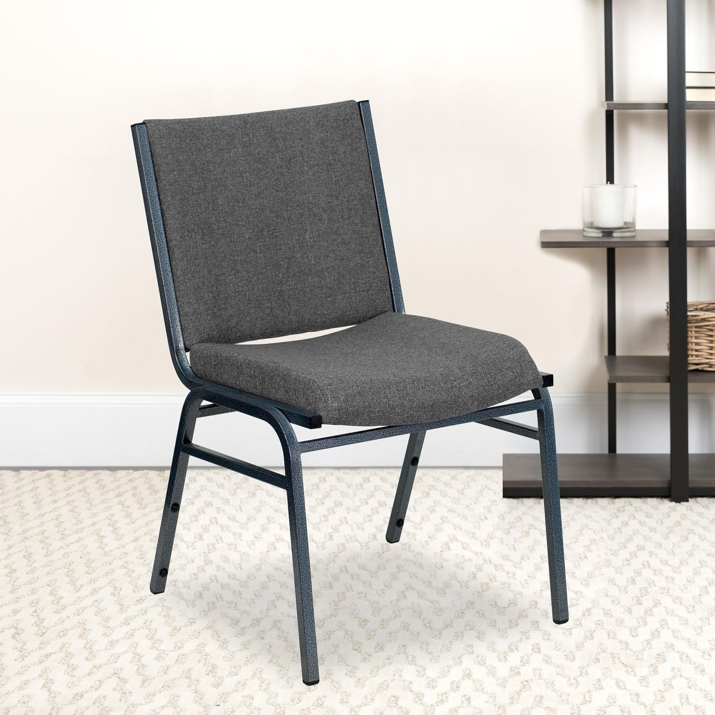 Flash Furniture HERCULES Series Heavy Duty Gray Fabric Stack Chair with Ganging Bracket