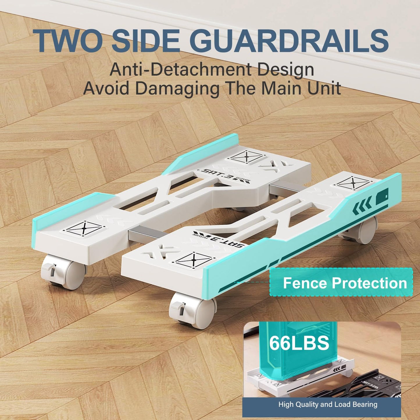 Hovadova Adjustable Computer Tower Stand, Mobile PC Stand for Floor with 4 Locking Caster Wheels Fits Most PC, Under Desk CPU Holder for Office, Gamers and Students (White)