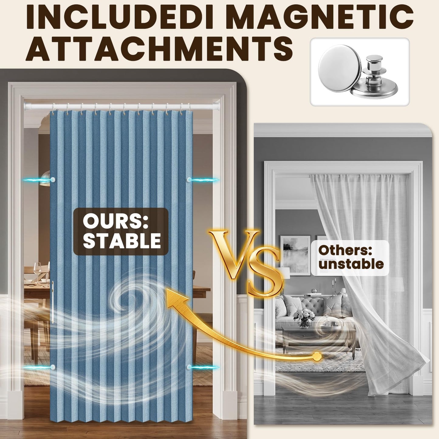 AJAZZ 100% Blackout Accordion Door Closet Door Curtain Invisible Applicable Bedroom Room Living Room Doorway （Blue 72" W x 78" L 1 Panel