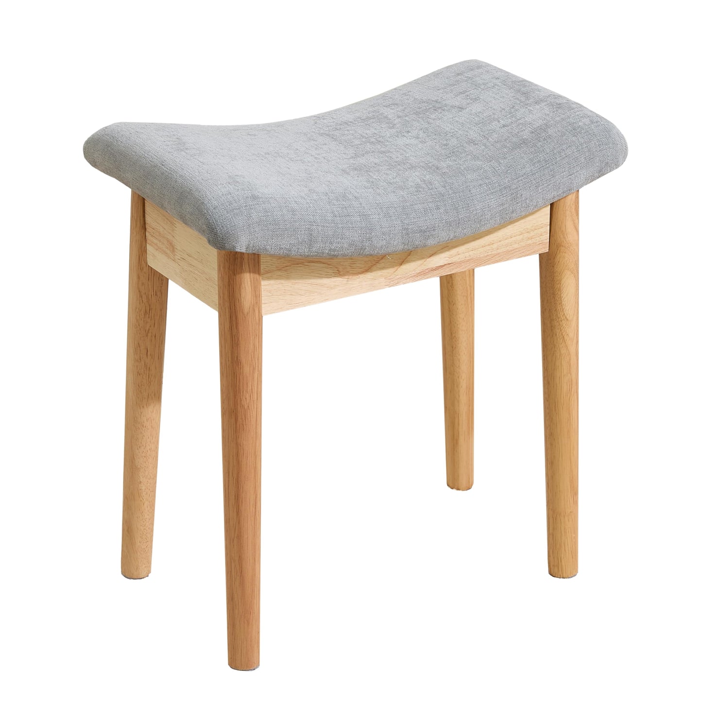Royal Windsor Vanity Stool with Saddle Cushion, 18 Inch Makeup Vanity Chair for Living Room, Modern Foot Stool Ottoman Piano Bench,Small Upholstered Bench for Bedroom, Grey