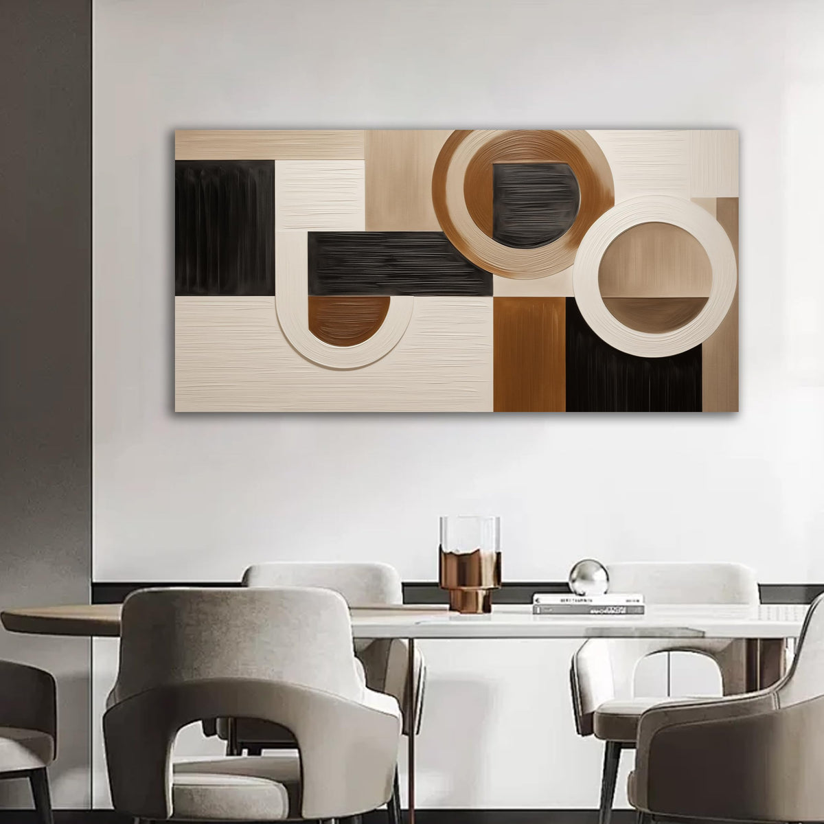 Tarfupth Brown Abstract Wall Art for Living Room Large Black Boho Geometric Modern Minimalist Canvas Prints Artwork for Bedroom Office Kitchen Ready to Hang 20x40 Inch