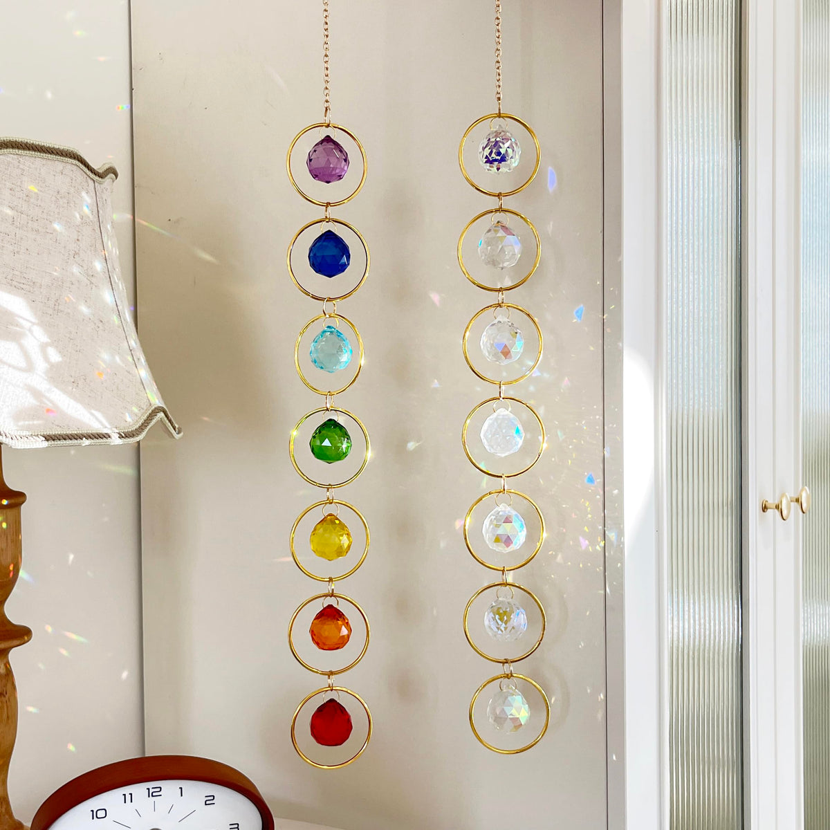 7 Chakra Crystal Suncatcher, AB Color, 30mm Crystal Ball Healing Suncatcher