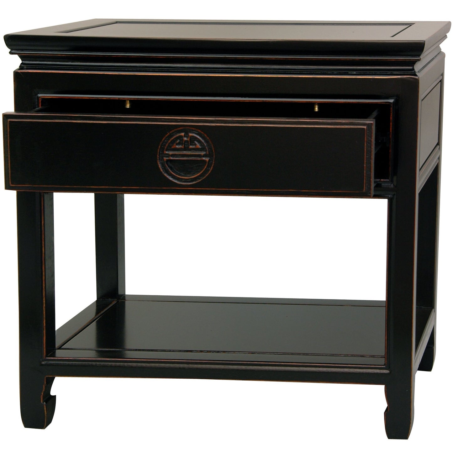Red Lantern Elegant End Table - Antique Black