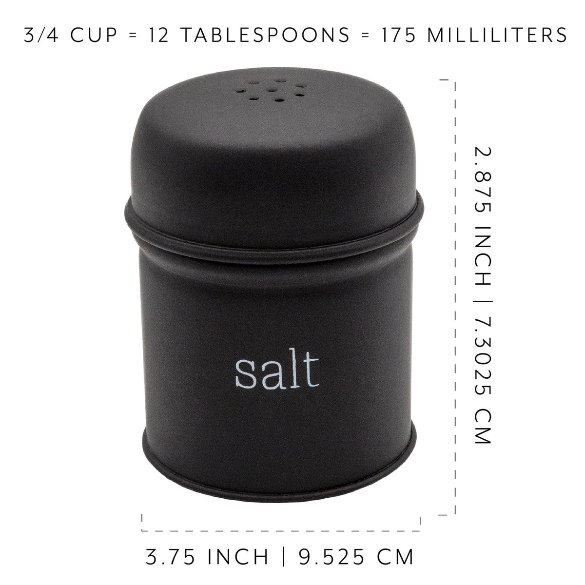 AuldHome Design Salt and Pepper Shaker Set (Black); Contemporary Modern Farmhouse Retro Enamel Style Shaker Set