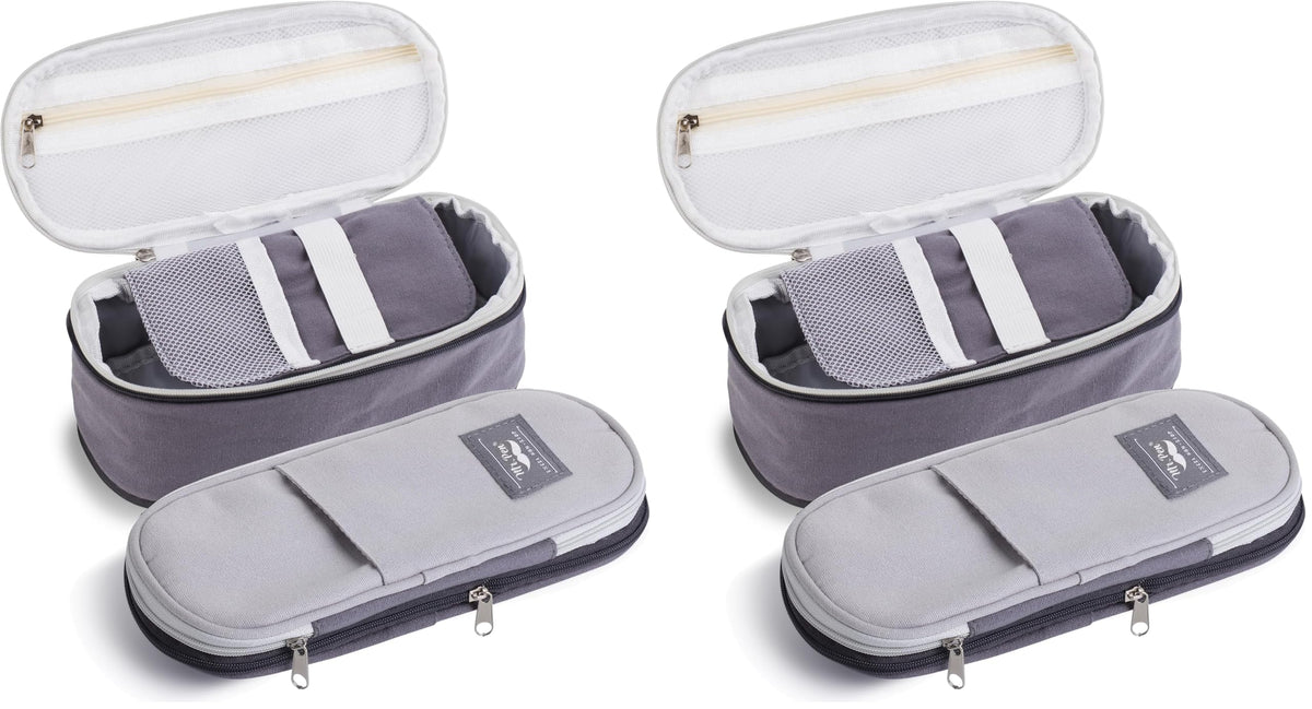 Mr. Pen- Pencil Case Large, Fabric Pencil Pouch Large, Grey, Pen Bag, School Supplies, Pencil Pouch Cute (Pack of 2)