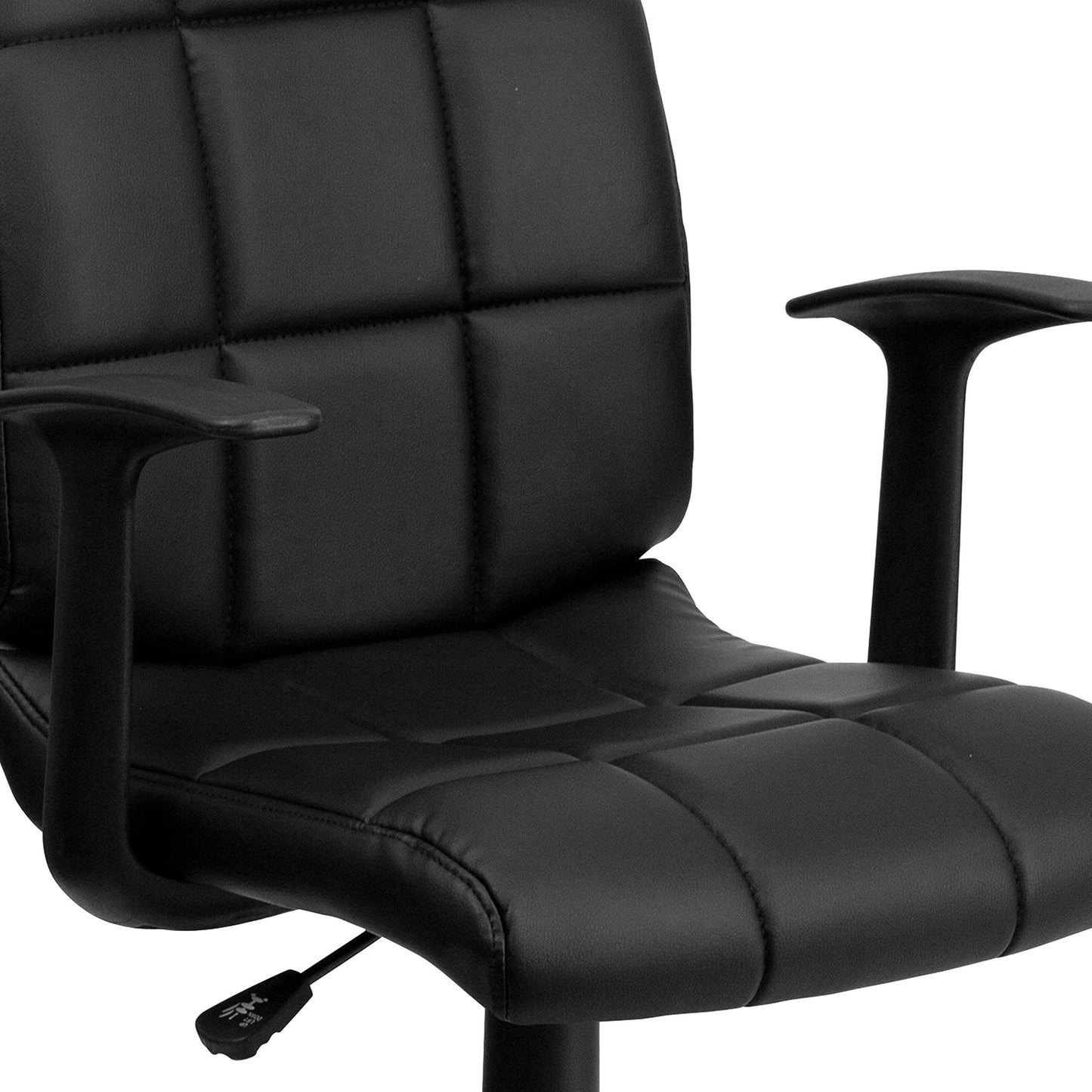 Flash Furniture Clayton Mid-Back Black Quilted Vinyl Swivel Task Office Chair with Arms