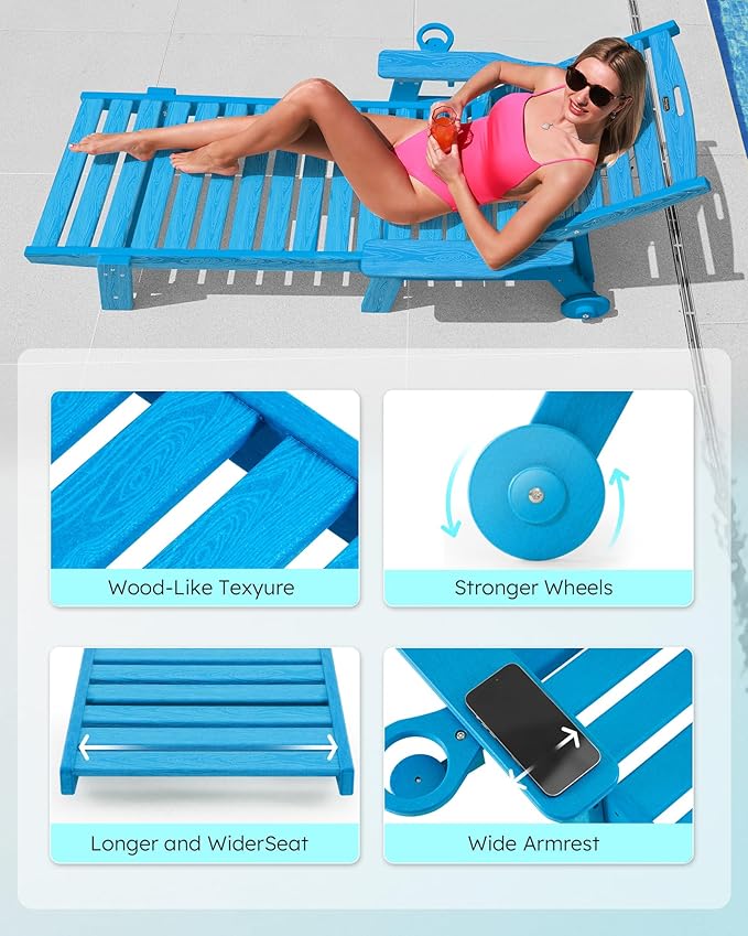 Patio Chaise Lounge Chair Set of 4, Oversize Lounge Chairs
