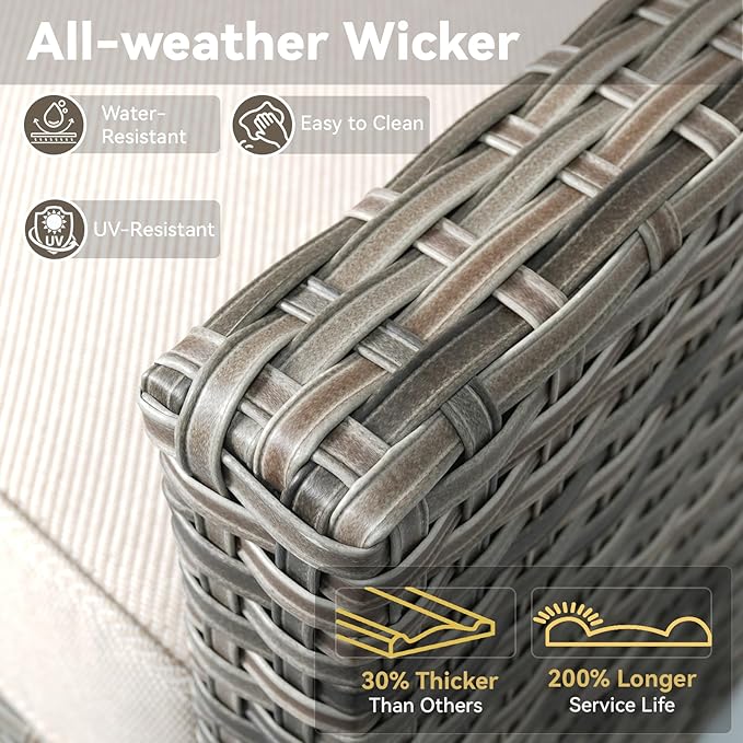 Outdoor Patio Furniture Set-7 Pieces All-Weather Wicker Outdoor Furniture