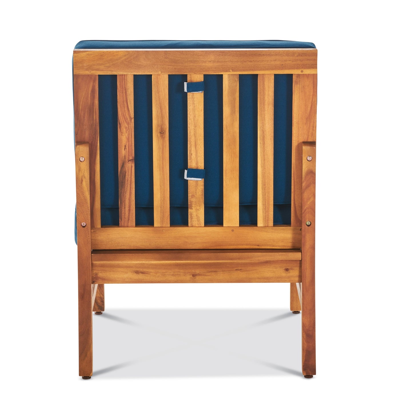Christopher Knight Home Perla Outdoor Acacia Wood Sofa Set with Water Resistant Cushions, 7-Pcs Set, Teak Finish / Blue
