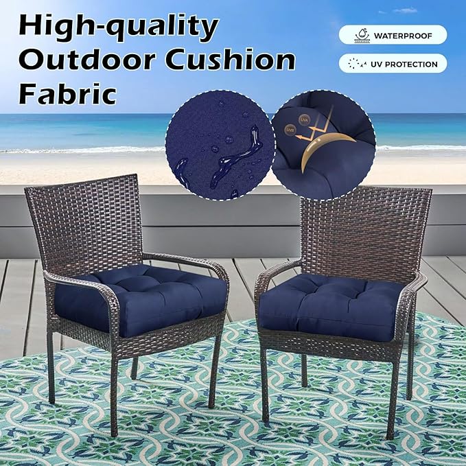 Set of 2 Outdoor Indoor Rocking Chair Cushion Square Wicker Seat Cushion