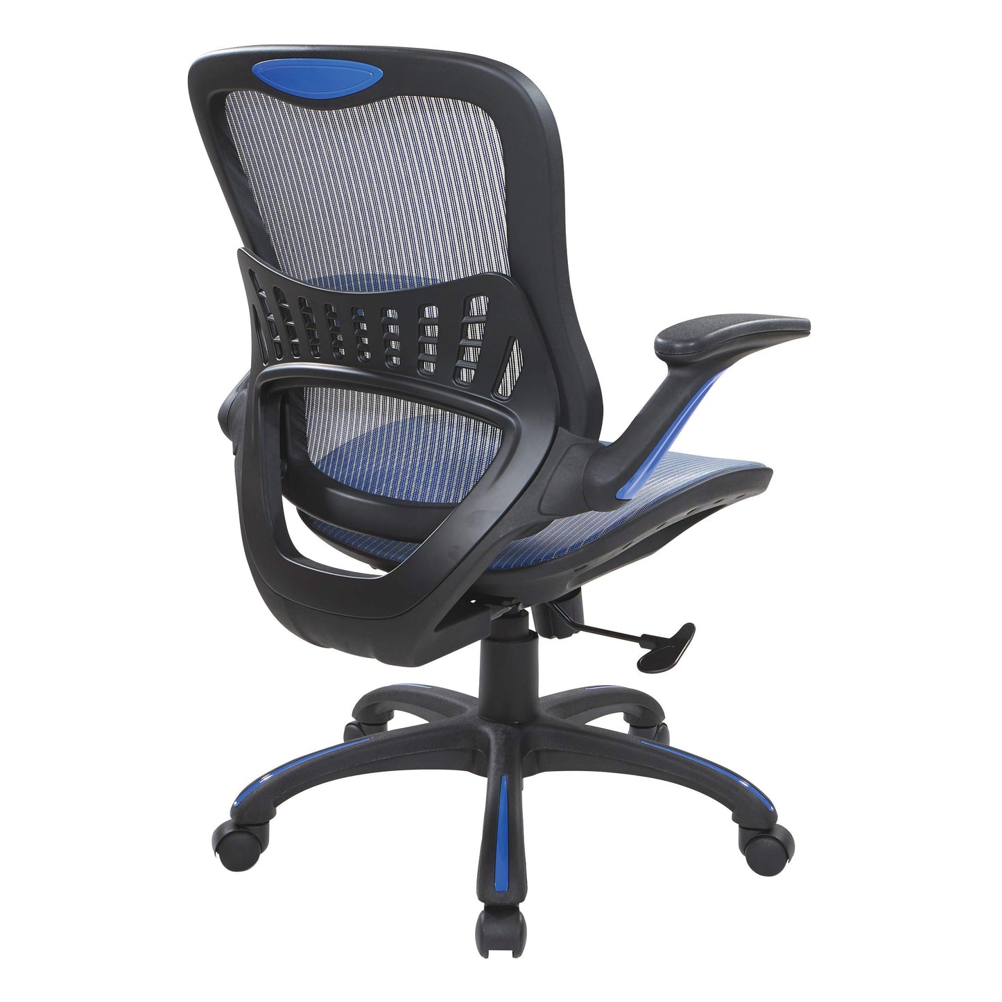 Office Star Riley Ventilated Manager's Office Desk Chair with Breathable Mesh Seat and Back, Black Base with Blue