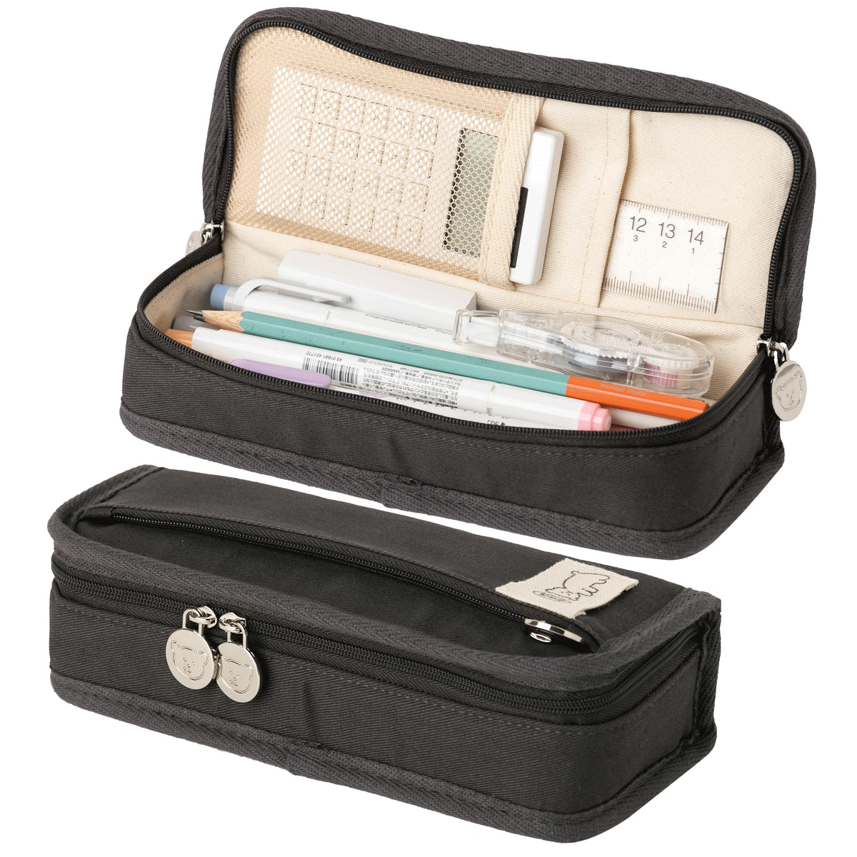 brunch brother Daily Black Pencil Case, Large Capacity Pencil Pouch with Ample Storage, Simple Design for Students and Professionals