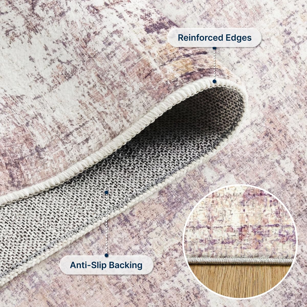 Syrlfar 8x10 Area Rugs Washable Living Room Rug-No Slip Soft Carpets Modern Abstract Indoor Floor Stain Resistant Large Carpet for Bedroom Dining Room Farmhouse Nursery Home Office Pink