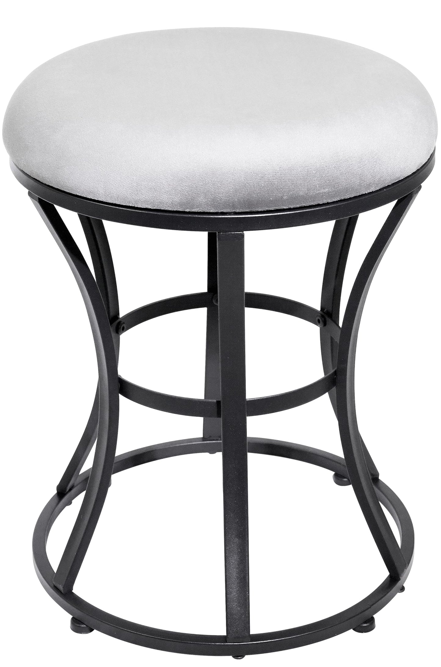 Ellensamqi Vanity Stool Chair, Grey Stools for Makeup Room, Round Ottoman Foot Stool, Velvet Footrest Vanity Chair for Bathroom, Bedroom, Living Room Furniture, Entryway, Offices
