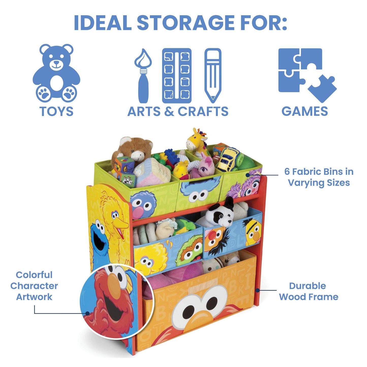 Sesame Street 6 Bin Design and Store Toy Organizer by Delta Children