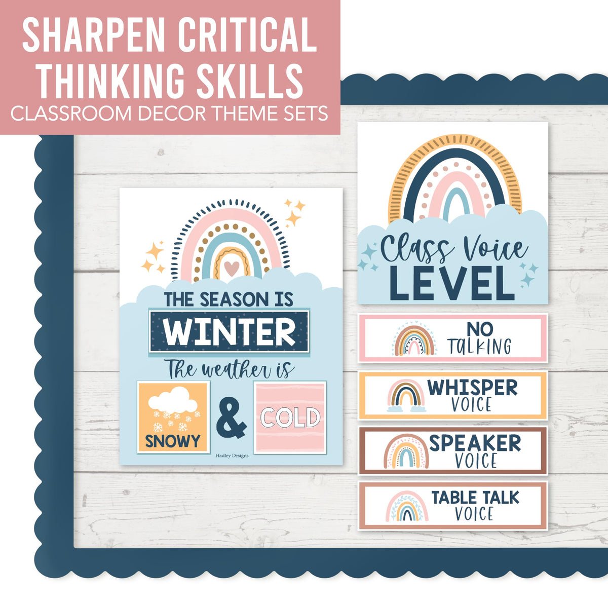 Hadley Designs Classroom Calendar Set Bulletin Board Decorations - Boho School Calendar for Classroom Decor, Kindergarten Preschool Elementary Teacher Must Haves, Homeschool & Daycare Essentials