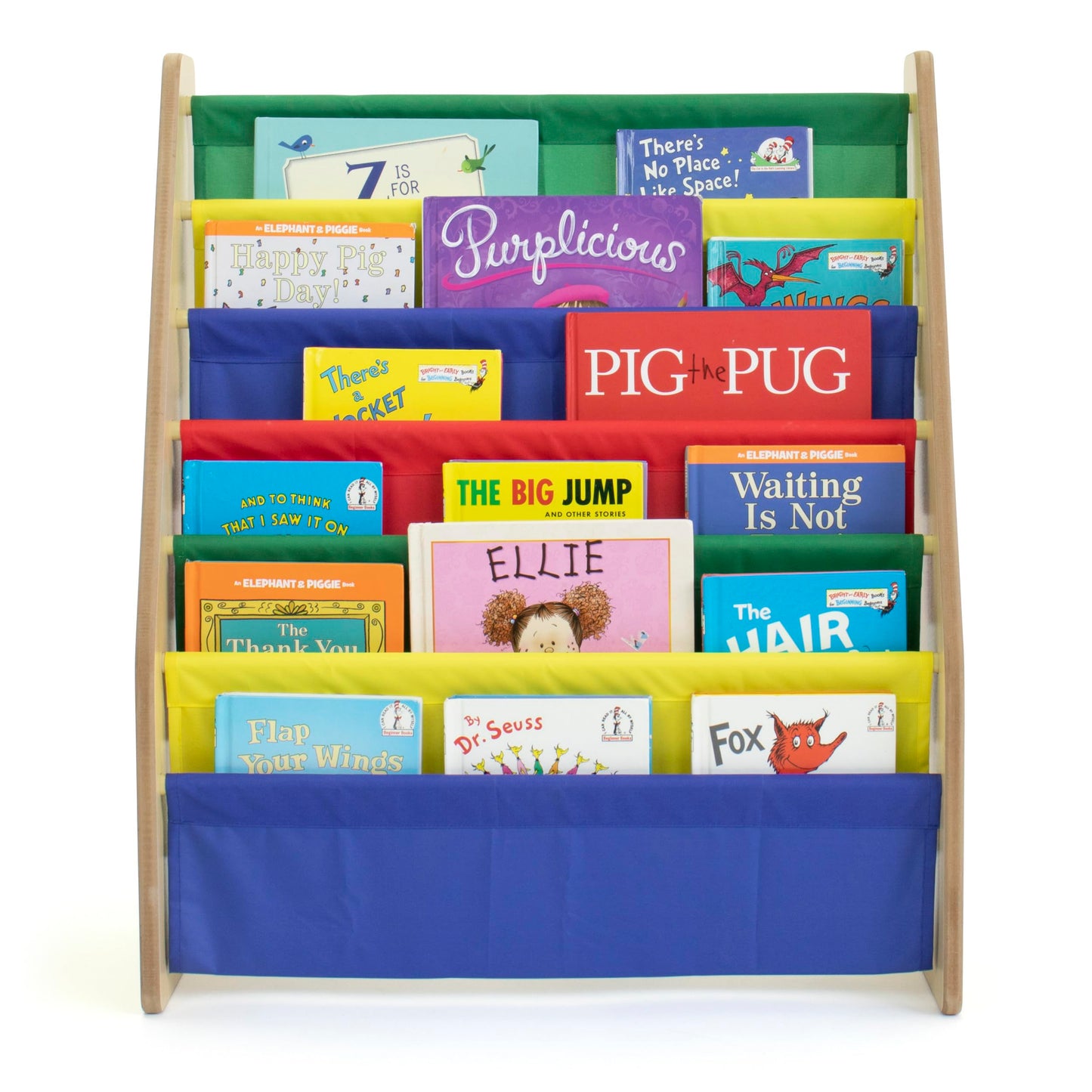 Humble Crew Kids Bookshelf, 6-Tier Front-Facing Book Display Organizer, Montessori Toddler Bookcase for Playroom, Bedroom & Reading Corner Natural/Primary