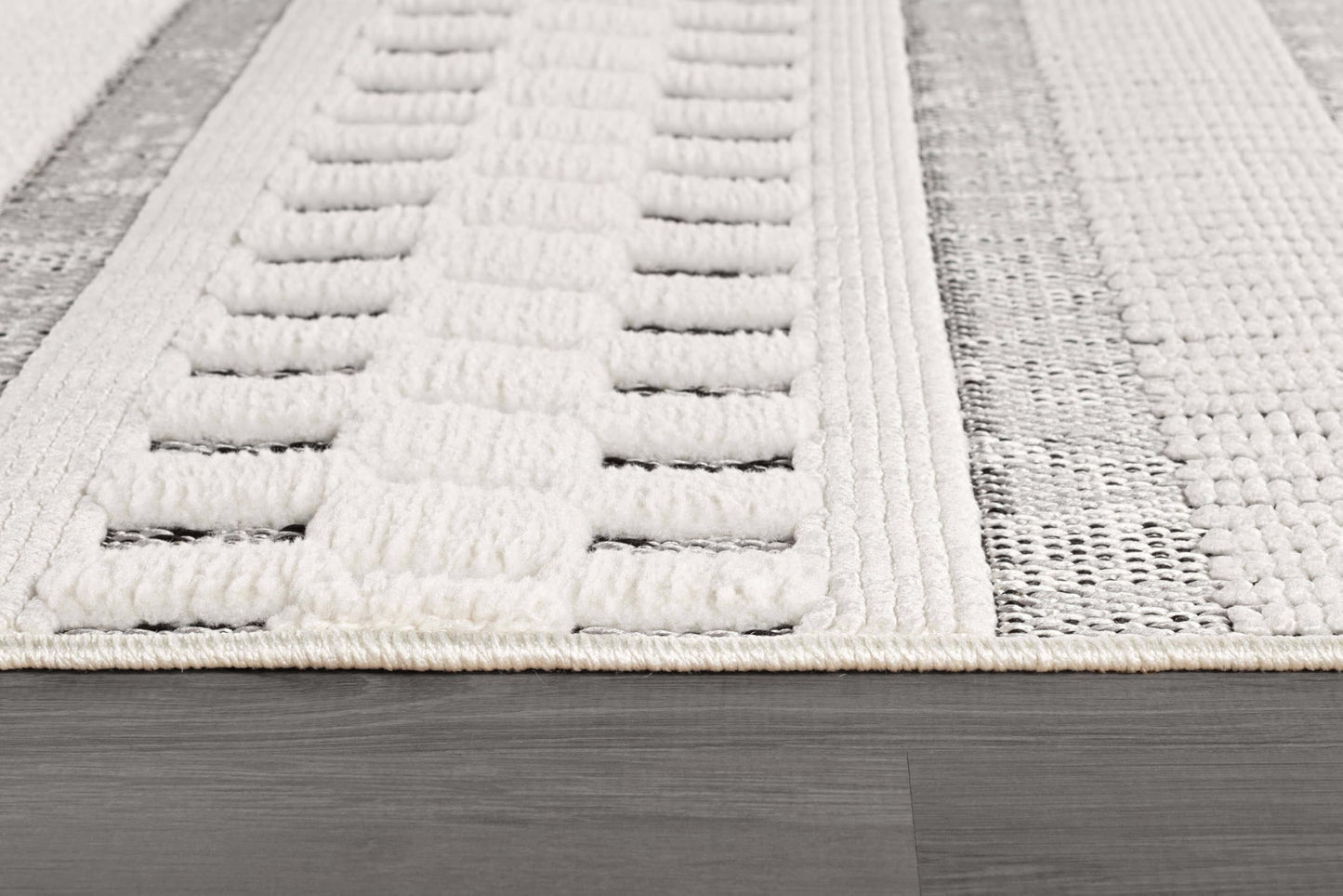 Beverly Rug Micro Loop Area Rug Gray/White 5x7 Geometric Modern Scandinavian Striped Durable Soft Indoor Rugs for Living Dining Room Office Stain Resistant Non Shedding Casual Indoor Carpet 5 x 7