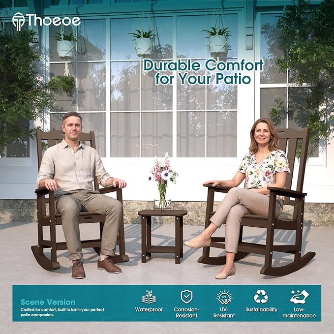 THOEOE Oversized Rocking Chair Set of 4, Outdoor Rocking Chair