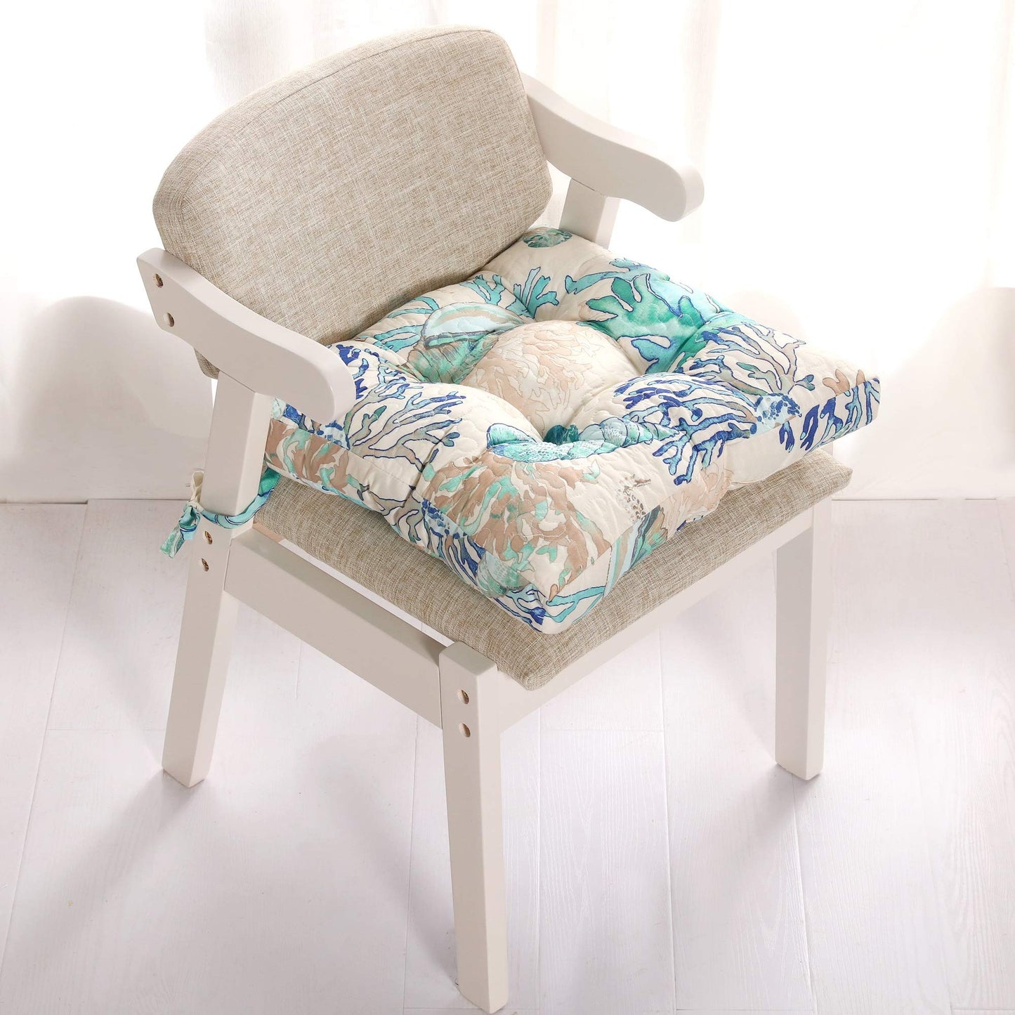 Greenland Home Triple-Cushioned 18x18-inch Chair Pad - Seat Cushion, Single, Atlantis