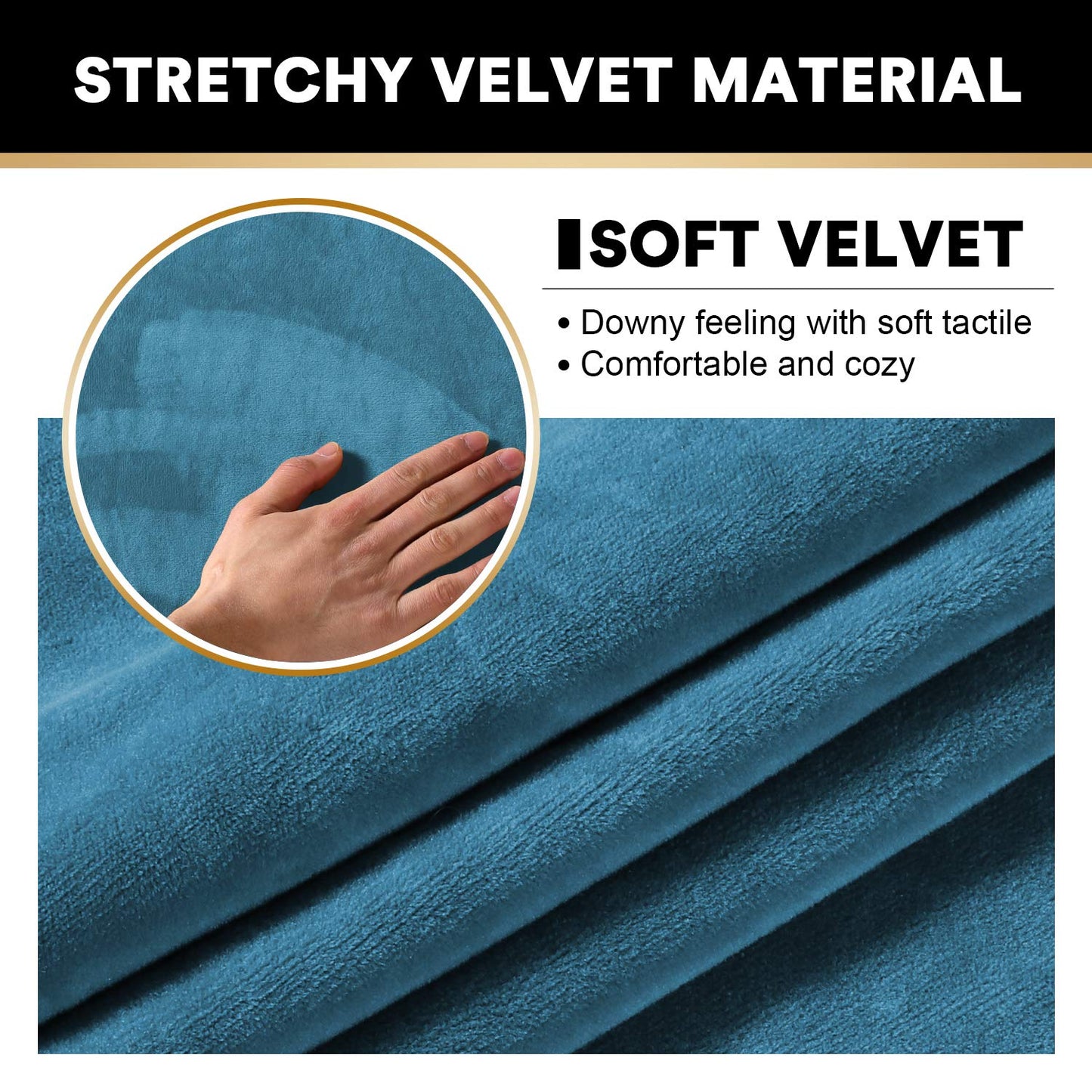 PrinceDeco Velvet Couch Cover Loveseat Covers for 2 Cushion Couch 3 Piece Sofa Covers for Dogs Washable Loveseat Covers Width Up to 72 Inch No Slip Stretch Sofa Slipcover(Medium, Blue)