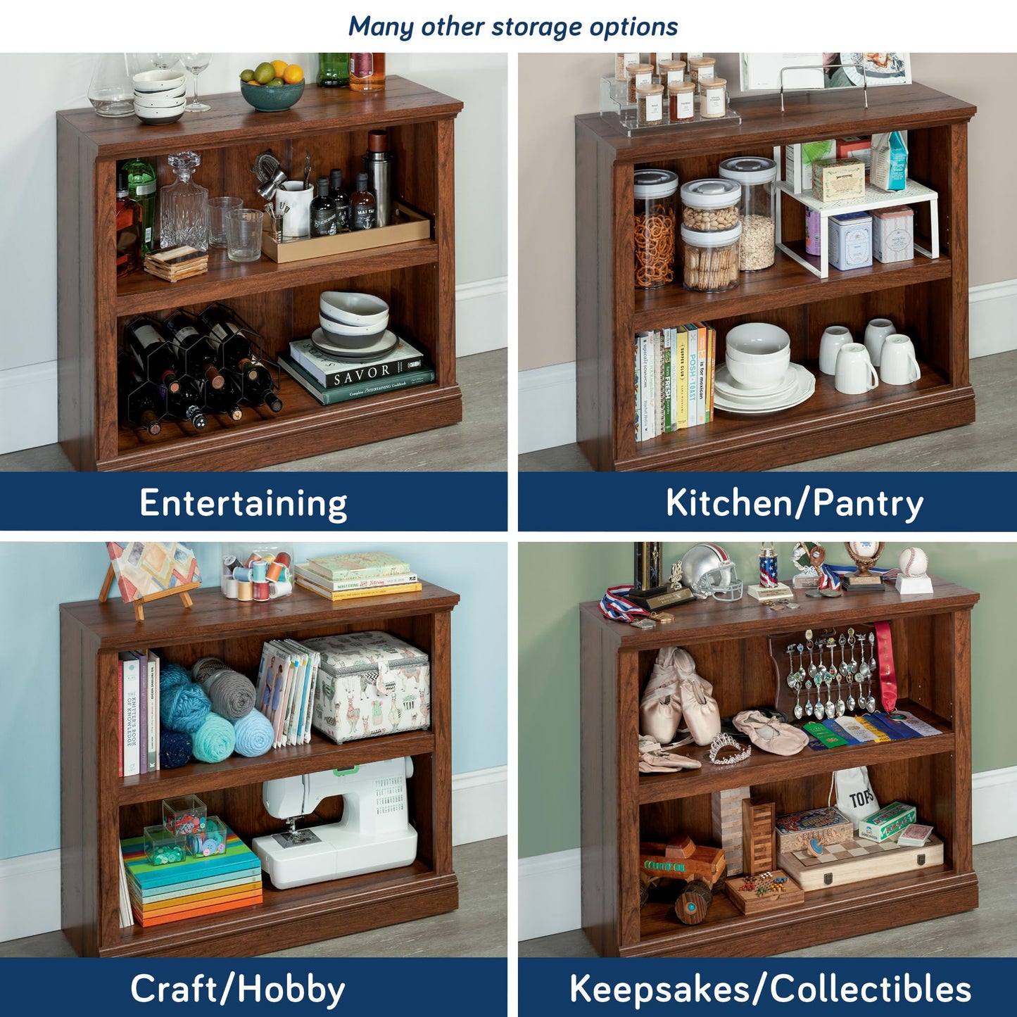 Sauder Miscellaneous Storage 2-Shelf Bookcase/ Book Shelf, Washington Cherry finish