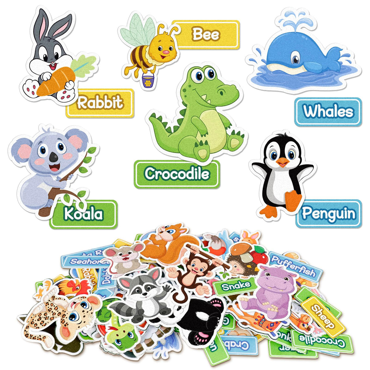 AKAYOK 90 Pcs Wild & Farm Animals Felt Board Story Pieces Set for Toddlers, Preschool & Kindergarten, Precut Felt Animals with Storage Pouch & Self Adhesive Dots Flannel Board Felt Toys