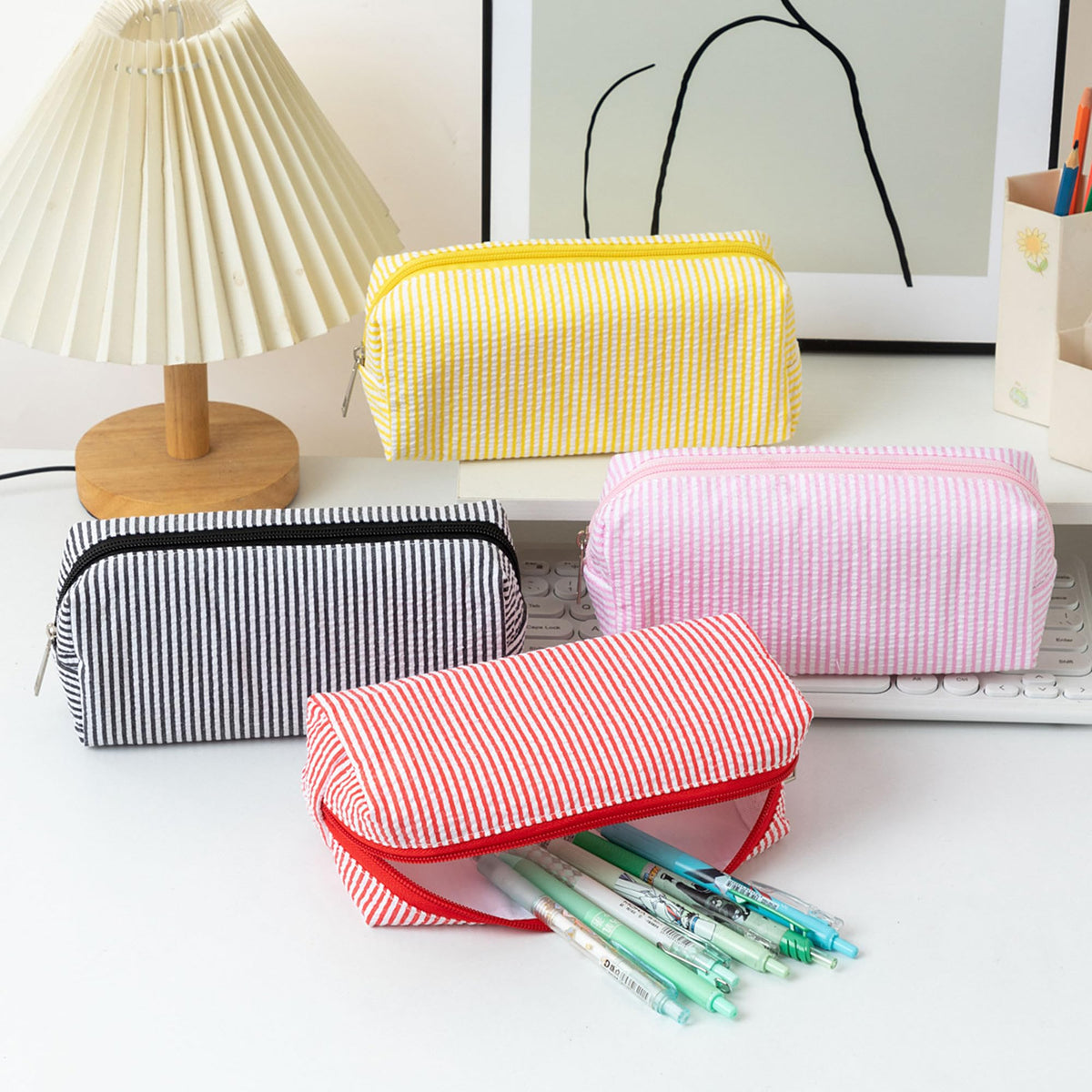 OZAOZ Cute Pencil Case Capacity Pencil Pouch Aesthetic Pen Bag Office Stationery Organizer Simple Sturdy Multifunctional Cosmetic Pouch (purple)