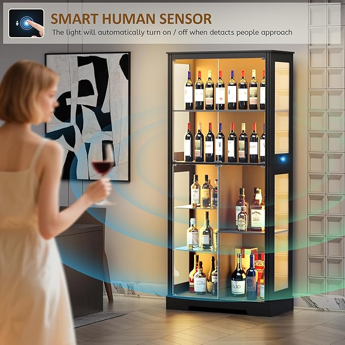 Gurexl Modern Glass Display Cabinet