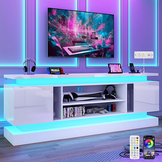 chartustriable 71IN LED TV Stands w/Power Outlet