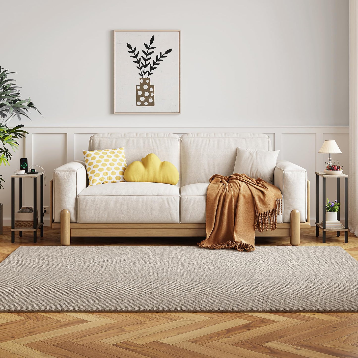 TUTOTAK Small Side Table, Narrow End Table, Skinny Sofa Table, Slim Nightstand, Couch Table, Living Room, Bed Room, Greige TB01BG062